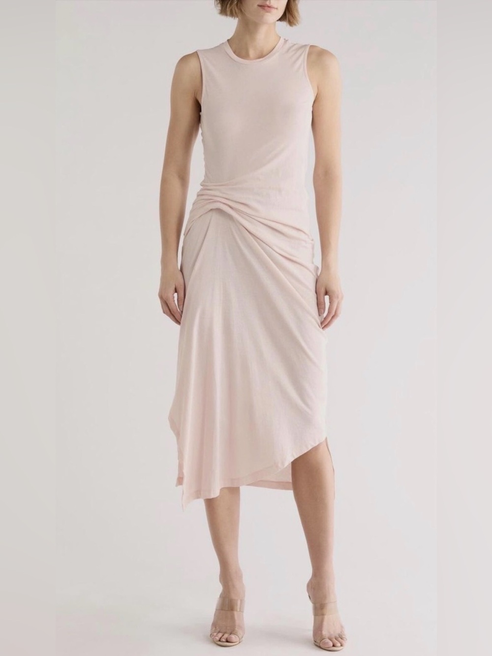All Saints Pink Sleeveless Ruched Midi Dress size US 2 NWOT